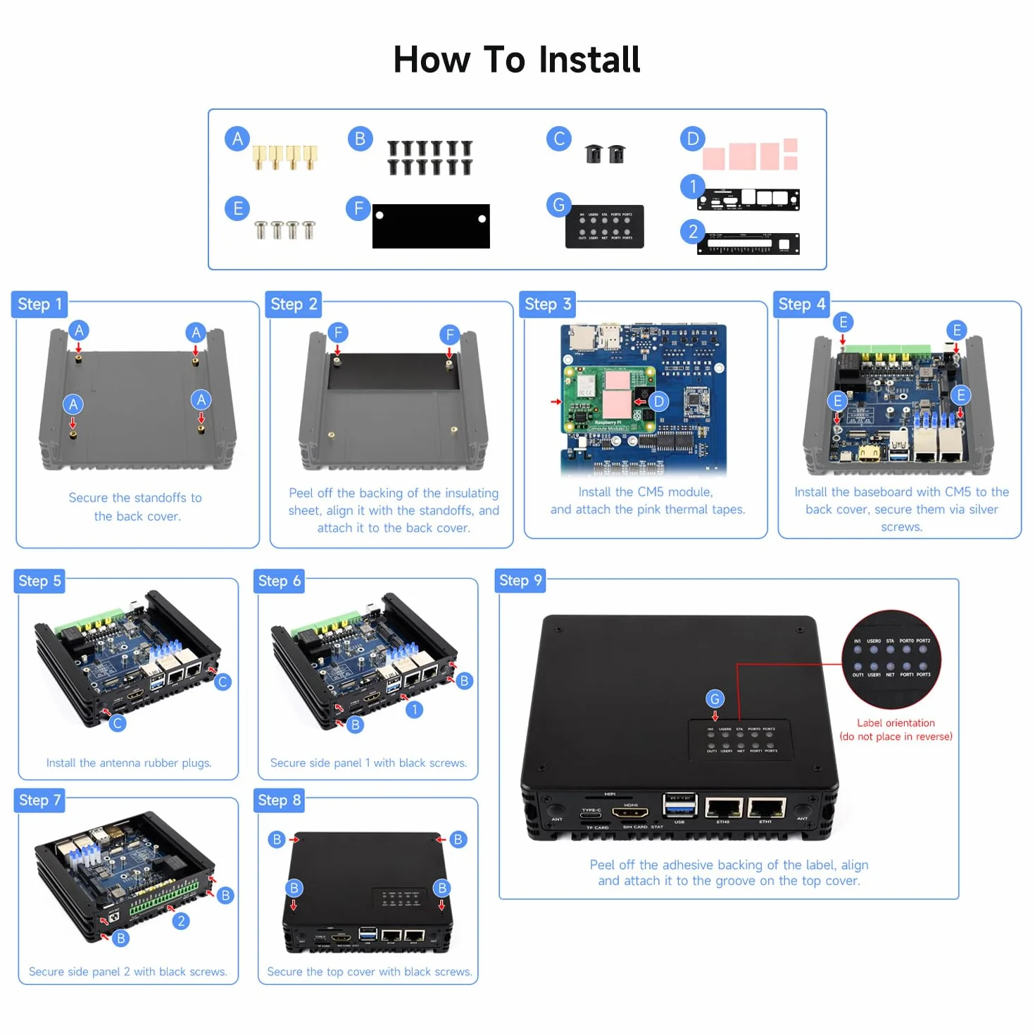 Waveshare Gigabit/2.5G Dual Ethernet Multi-Function Expansion Board Based on Raspberry Pi CM5 (NOT Included),RS485, 4G/5G Module and 4K Display Output, Board Only