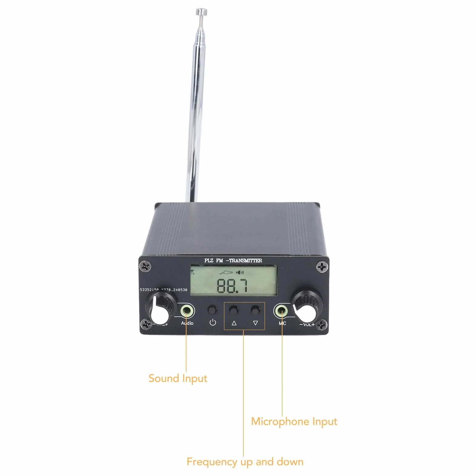 Naroote Nadajnik Stereo FM, Nadajnik Transmisji FM DC12V, Stacja Radiowa Dalekiego Zasięgu z Gniazdem Dźwiękowym Mikrofonu 3,5 Mm i Zasięgiem 76–108 MHz dla Kin, Domów i Bibliotek