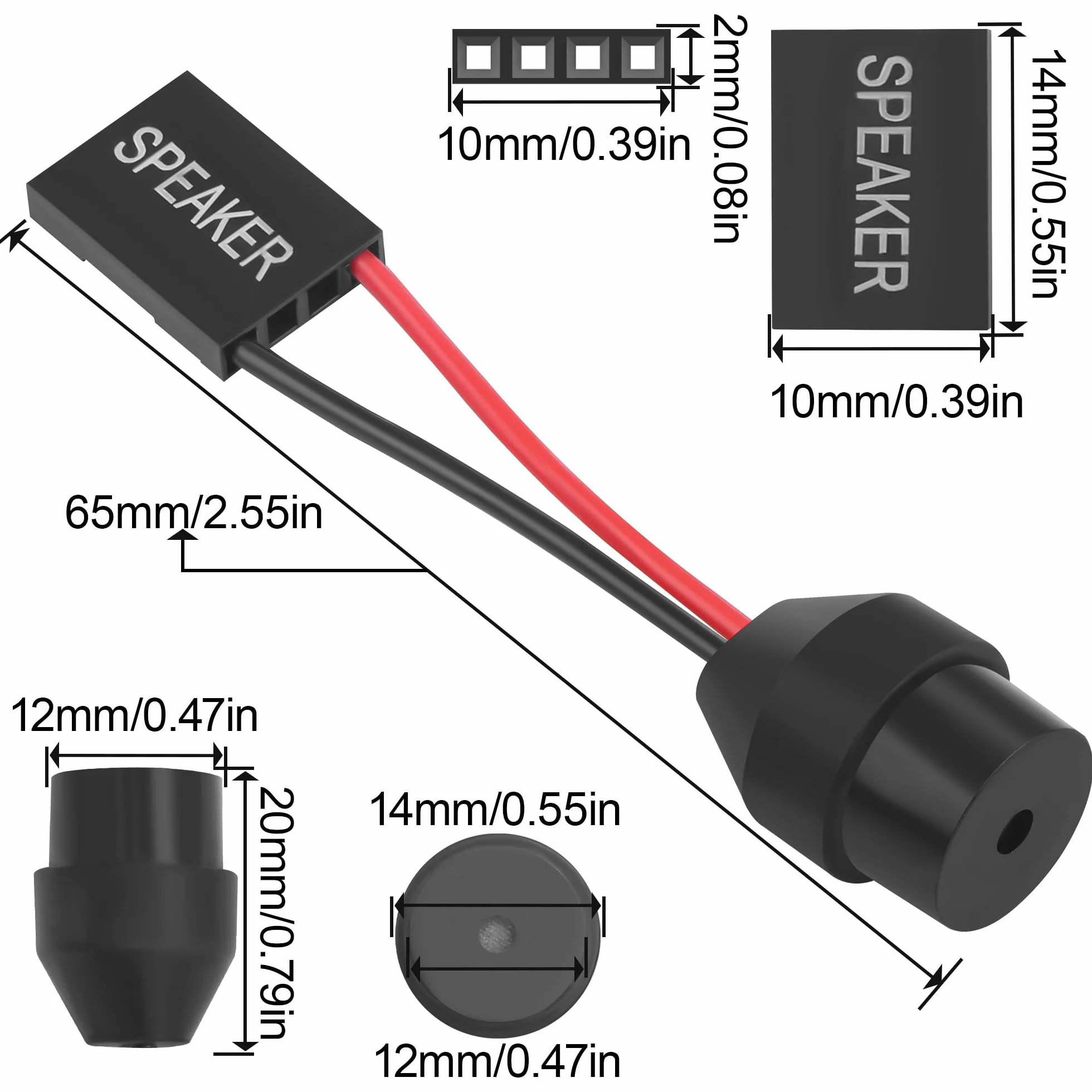 Płyta główna do komputera stacjonarnego z głośnikiem wewnętrznym 2-pinowy mini plug Speaker 6,5 cm 3 sztuki