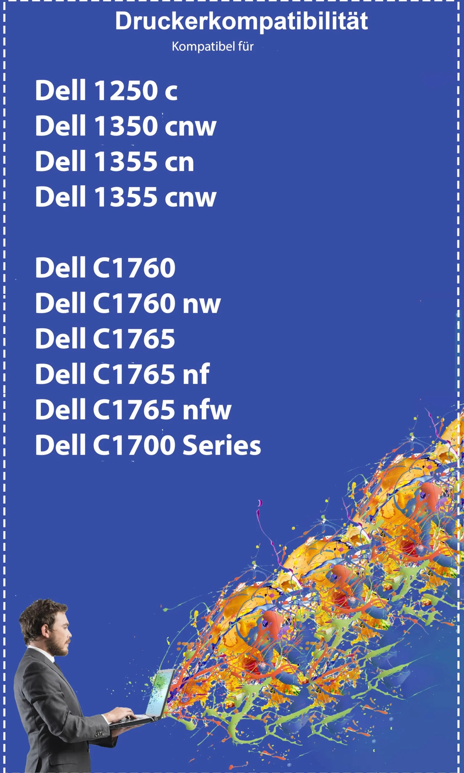 1250 kompatybilny z tonerem Dell 1250 1250c C1765nfw C1765nf C1760nw 1350cnw 1355cn 1355cnw C1760 C1765 C1700 Series Multipack kartridże do drukarki, czarny, cyjan, żółty