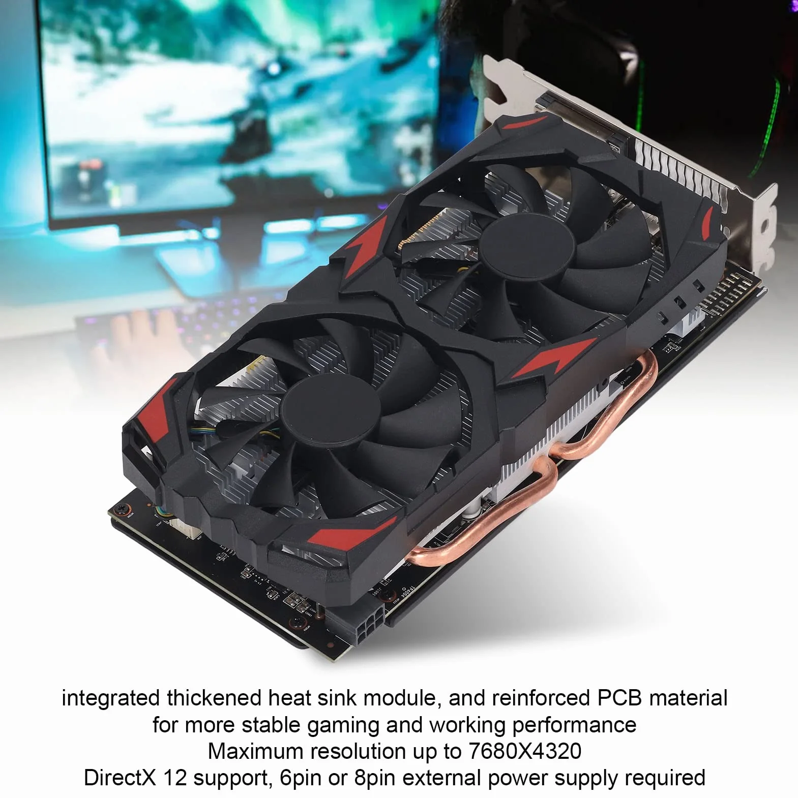 Karta Graficzna Radeon RX 580 8GB GDDR5 Karty Graficzne do Gier 256BIT Karta Graficzna RX 580 z Dwoma Wentylatorami DVI DP HDML Plug and Play