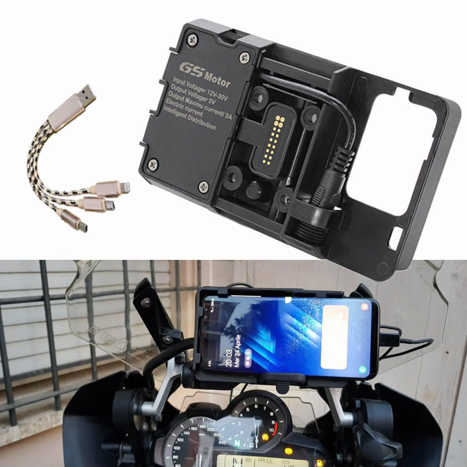 Uchwyt do telefonu BMW GS z podwójnym USB do R1200GS LC Adventure S1000XR RS F700GS 800GS R1200RS R1200ADV