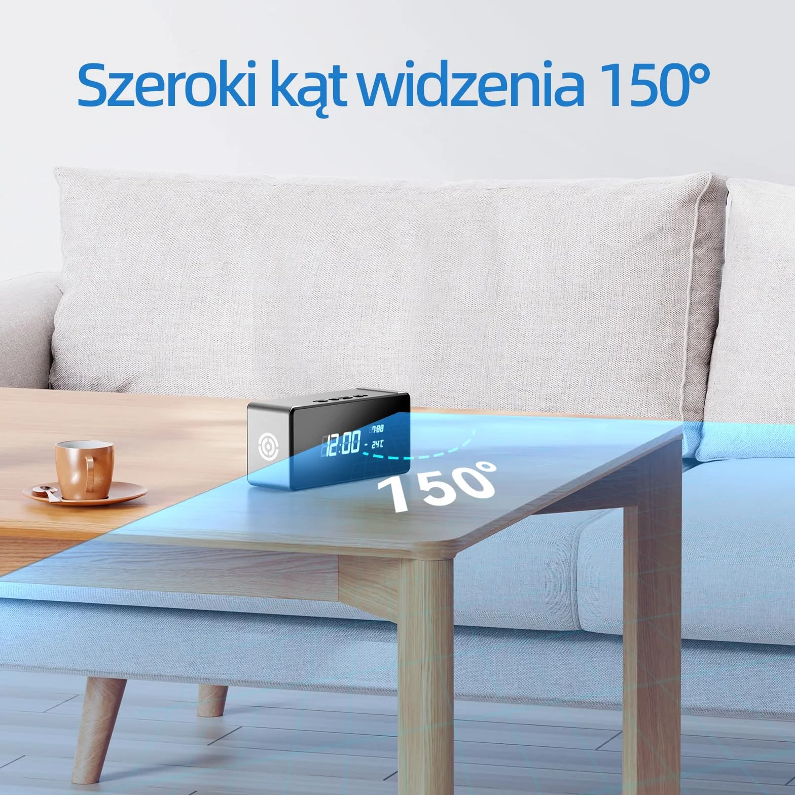 Kamera szpiegowska 4K z Podglądem na Żywo w Aplikacji - Kamera z budzikiem z Wykrywaniem Ruchu i Noktowizorem do Monitoringu Domu i Biura