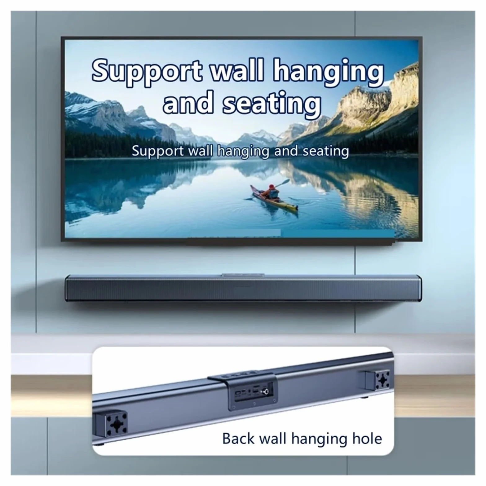 40 W, Mocna 2.0-kanałowa Kolumna Kina Domowego Echo Wall TV, Soundbar, Subwoofer, Kino, Bluetooth, Soundbox, Głośniki Wielofunkcyjne Wszechstronne MożLiwośCi PodłąCzenia
