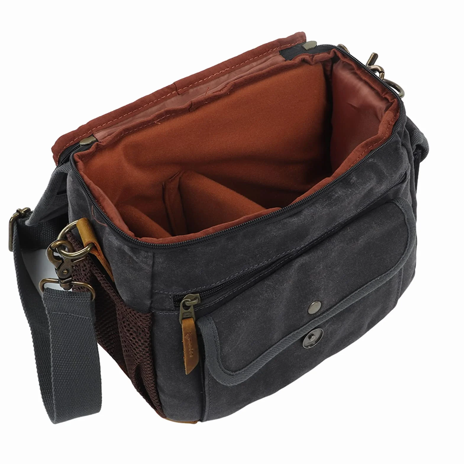 Vintage Canvas Camera Bag, 10,2x7.9x4,7 cala woskowane płótno z skórzaną torbą na ramię na ramię do fotografii DSLR