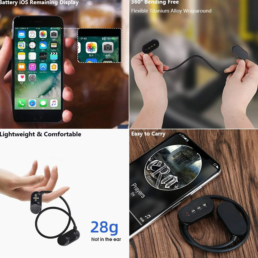 IPX8 wodoodporne słuchawki Bluetooth 5.0, do pływania, z pamięcią 32G, przewodnictwo kostne, bezprzewodowy zestaw słuchawkowy MP3, odtwarzacz muzyczny, słuchawki sportowe, wbudowany mikrofon, 32 GB
