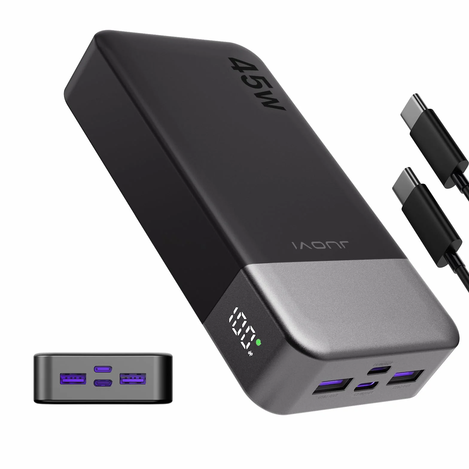JUOVI 45W Power Bank szybkie ładowanie 20000mAh Portable Charger | USB C Portable Phone Charger, Battery Pack z PD 3.0 & QC 4.0 dla Samsung S26/25/24 serii iPhone 17/16/15/14/13