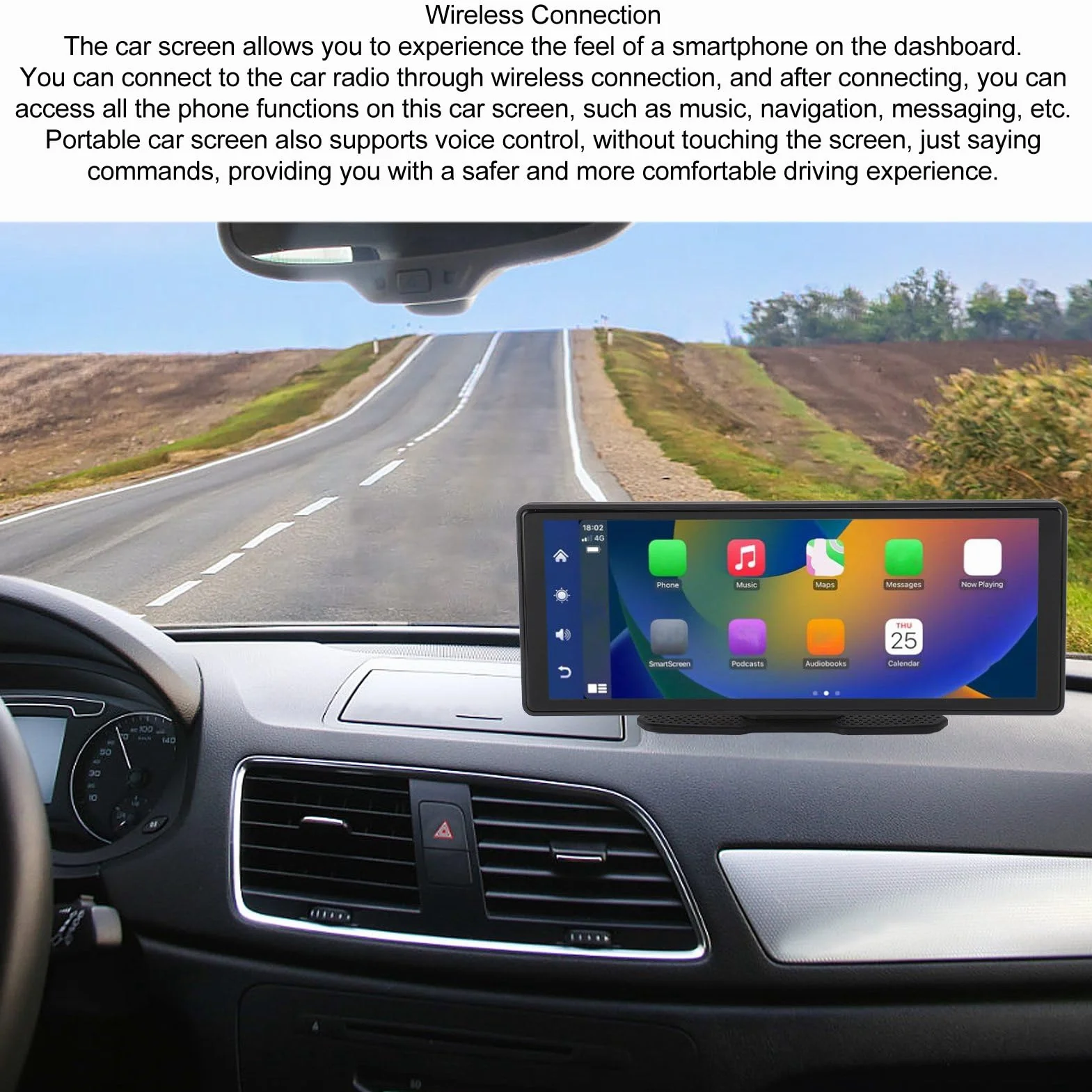 Samochodowe Stereo, Bezprzewodowy 10,26-calowy Ekran Dotykowy IPS Samochodowe Stereo, Przenośny Odtwarzacz Multimedialny BT5.0 Mirror Link, dla dla Android Auto