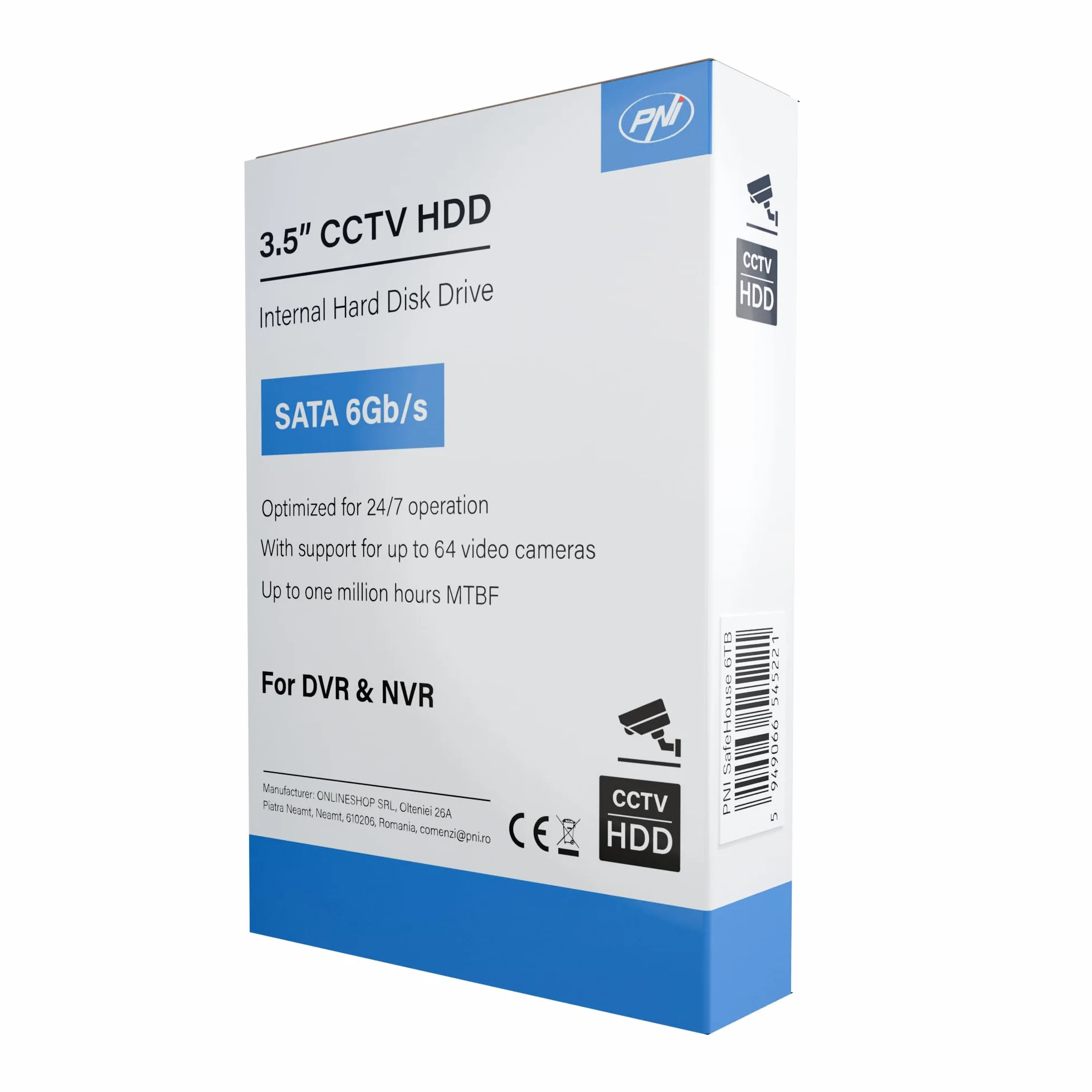 Wewnętrzny dysk twardy PNI SafeHouse 6 TB 8.9 cm HDD, CCTV, 128 MB, SATA III, 7200 obr./min do systemów nadzoru