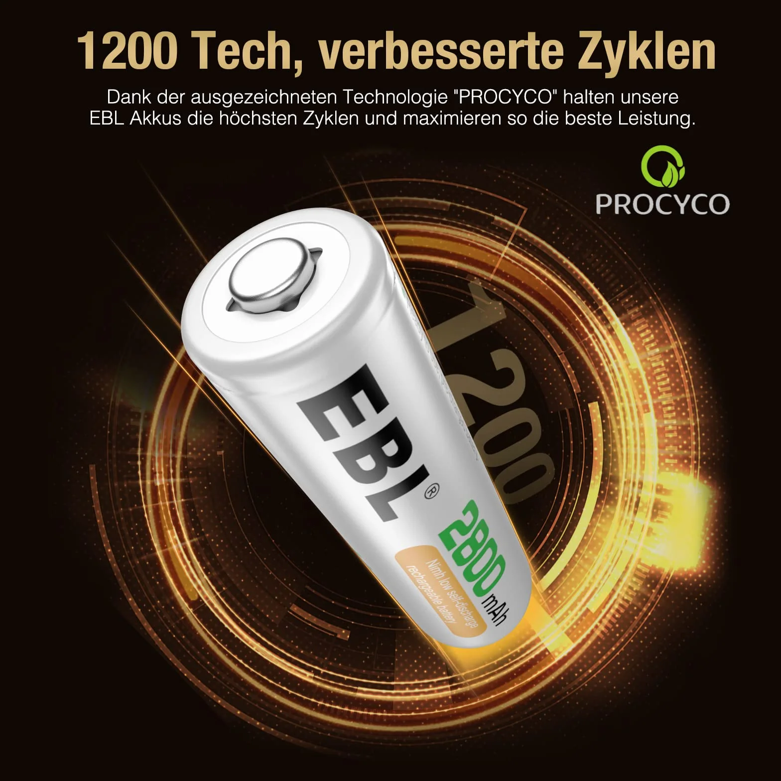 EBL AA akumulator 2800mAh, akumulatory NiMH o wysokiej pojemności z pudełkiem do przechowywania, 4 sztuki