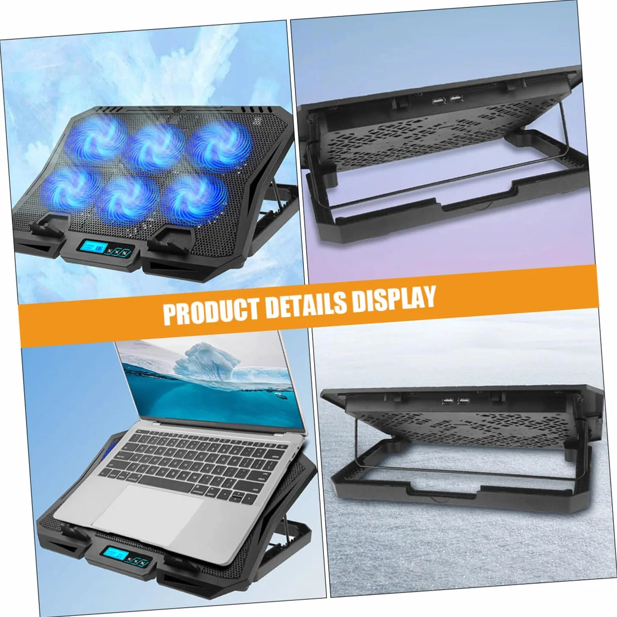 Regulowany Stojak pod Laptop z Wentylatorem Chłodzącym Stabilna Podstawka Pc Cooler z Portem USB Przenośny i Cichy Laptop Fan Cooling Pad Idealny Do Pracy i Podróży