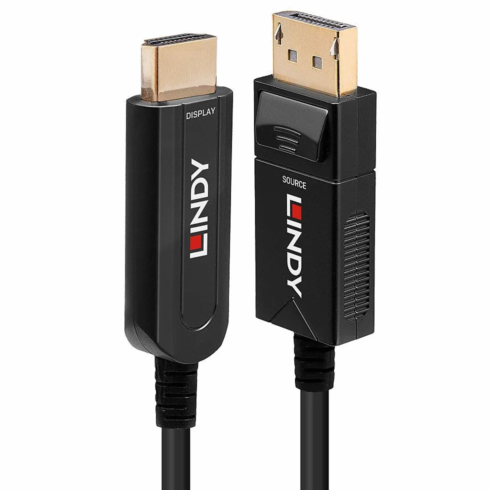LINDY Kabel światłowodowy hybrydowy DisplayPort 1.2 na HDMI 18G, 10 m
