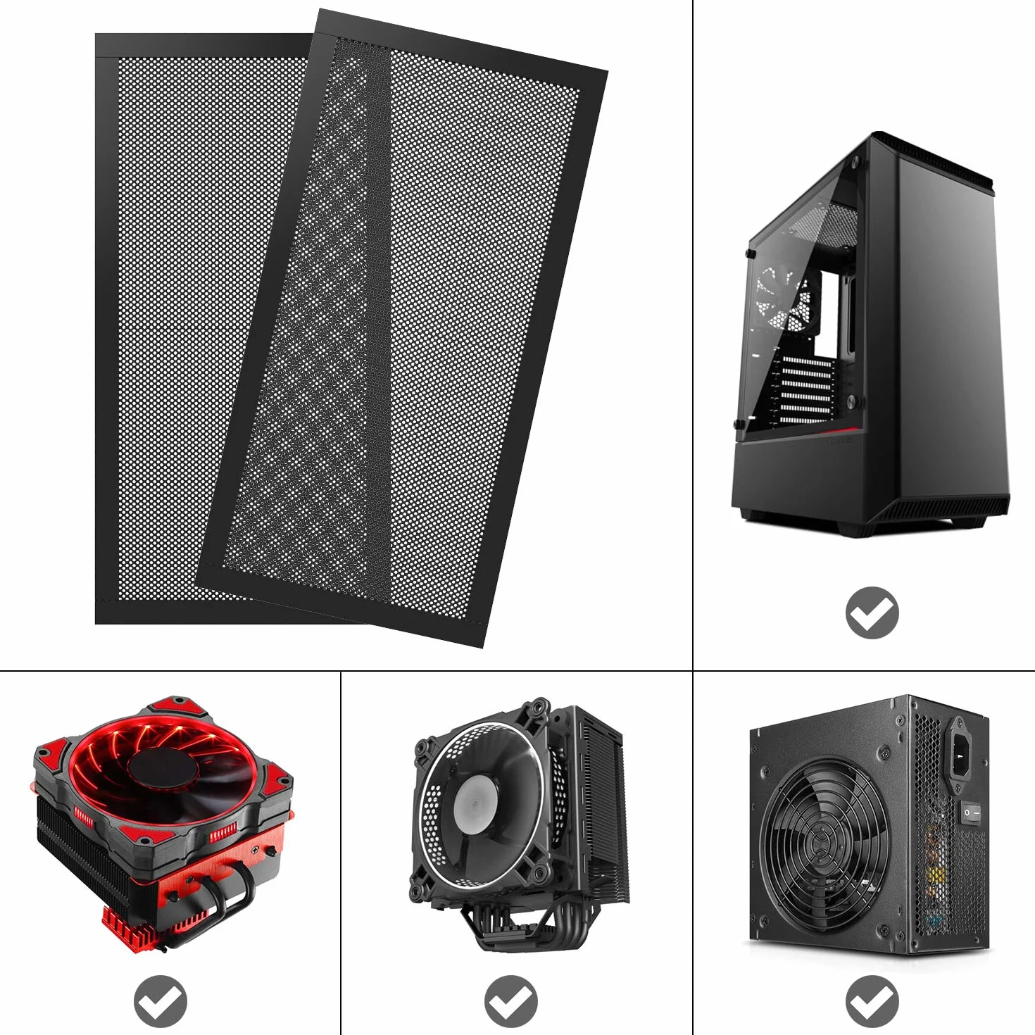 MoKo 120 * 240mm Dust Filter for Computer Cooler Fan, 2 Pack Magnetic Frame PC Fan Dust Mesh PC Cooler Filter Dustproof PVC Cover - Black