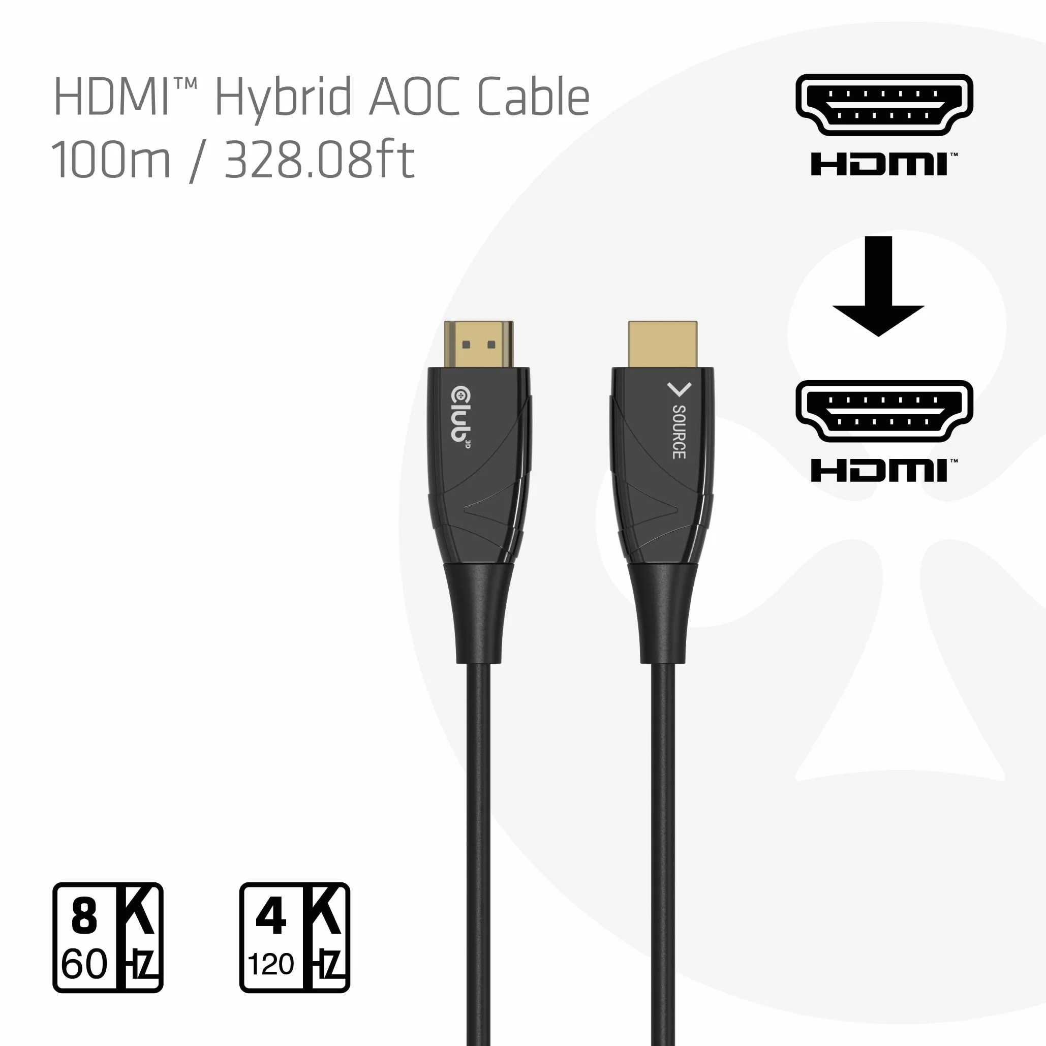 Club3D CAC-1394 HDMI Hybrid AOC kabel 8K60Hz/4K120Hz 100m