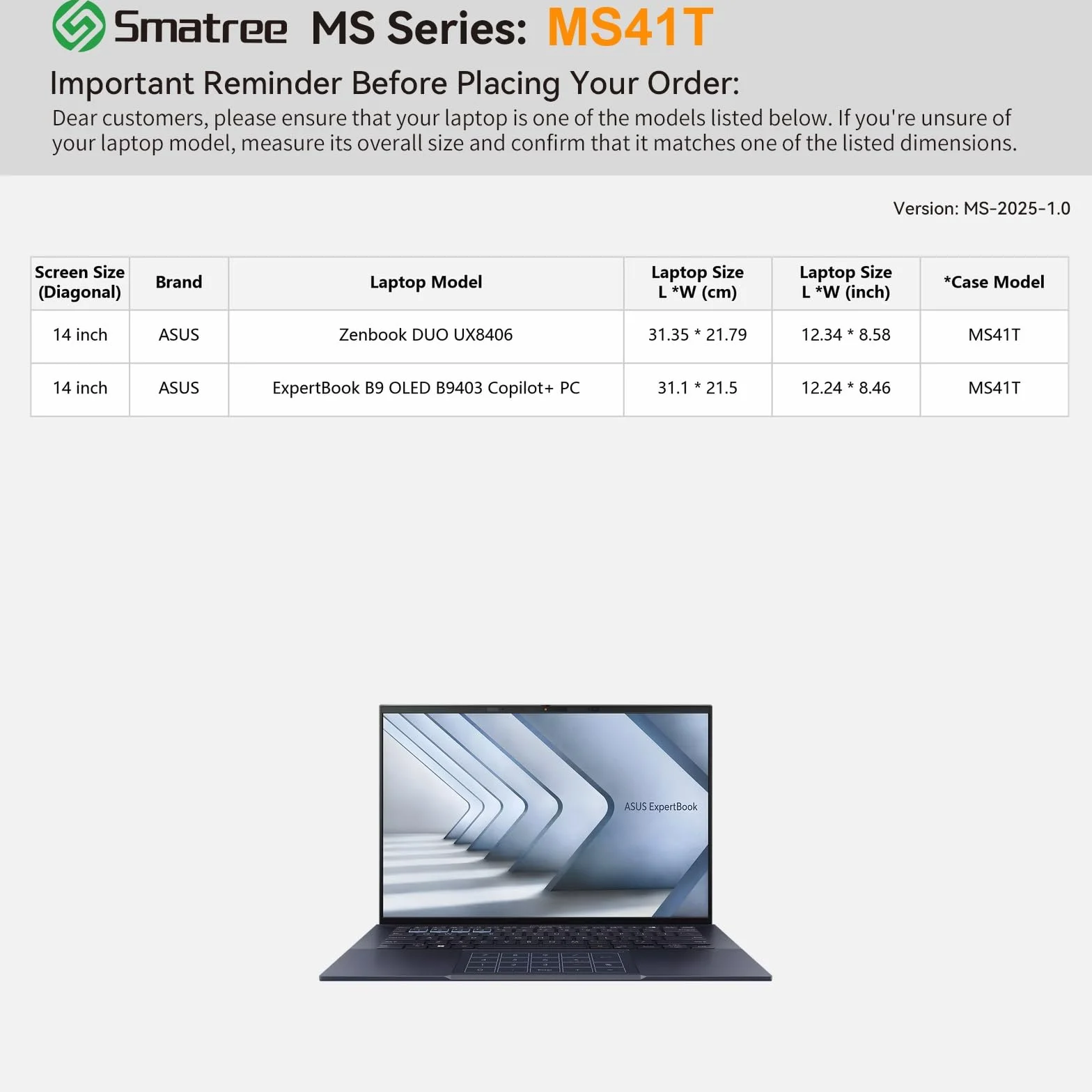 Smatree MS41T Twardy futerał ochronny EVA ze stojakiem kompatybilny z 35.6 cm ASUS Zenbook Duo UX8406, dla 35.6 cm Zenbook 14 UM3406, dla 35.6 cm ExpertBook B9 OLED B9403 torba na notebooka