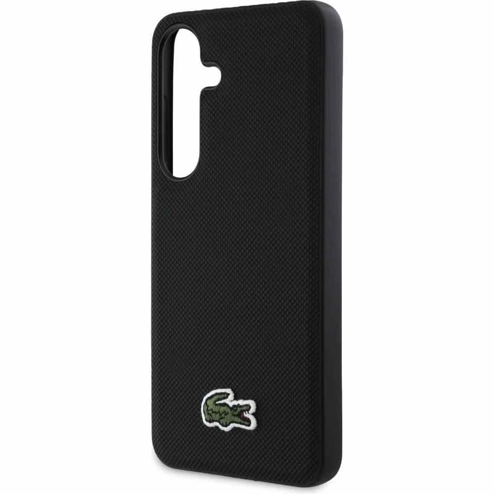 CG MOBILE Lacoste Iconic Petit Pique Woven logo kompatybilne z MagSafe etui do Samsung Galaxy S25 (czarne)