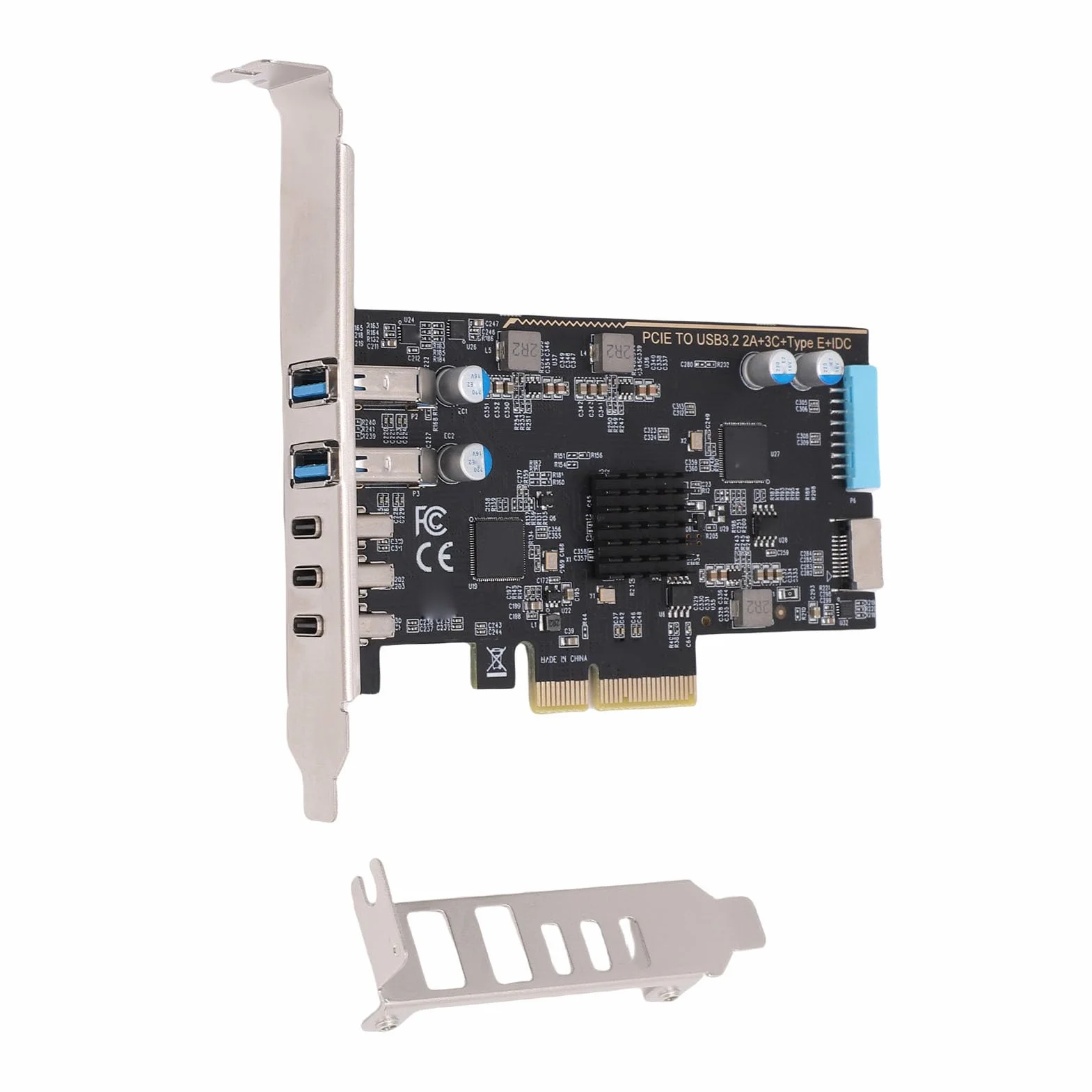 Ejoyous Karta PCIe na USB 3.2 Gen 2 PCB Karta USB C PCIe 10 Gb/s 5-portowa Rozbudowa z 3 Typami C i Typami A do Przechowywania Gier na Komputerze Stacjonarnym VR w Systemie OS X