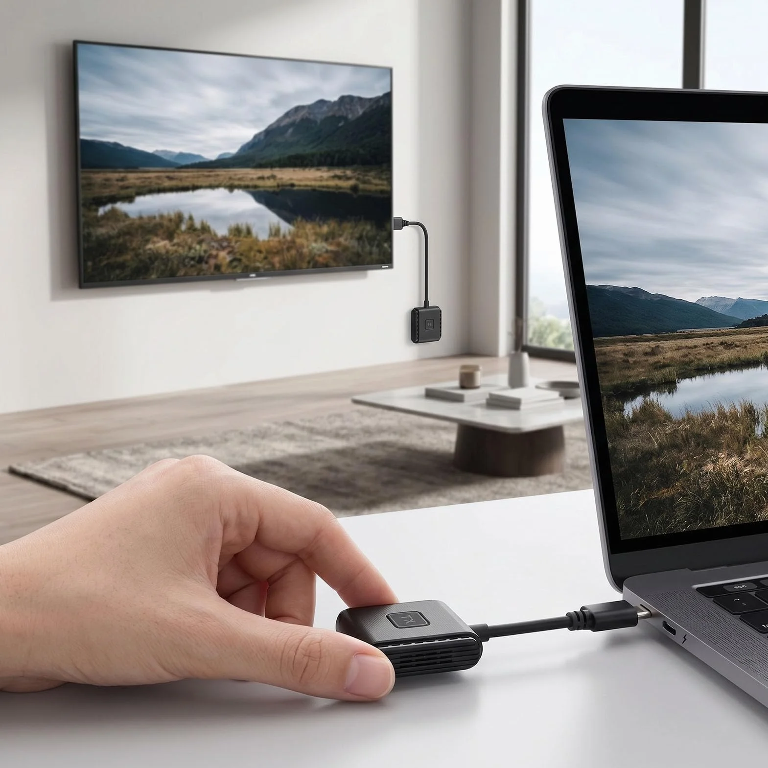 Bewinner Bezprzewodowy Zestaw Nadajnika i Odbiornika HD, Interfejs Multimedialny Typu C do HD Adapter do Lustrzanego Odbicia Ekranu 1080P 60 Hz Projektora Laptopa w Sali Konferencyjnej