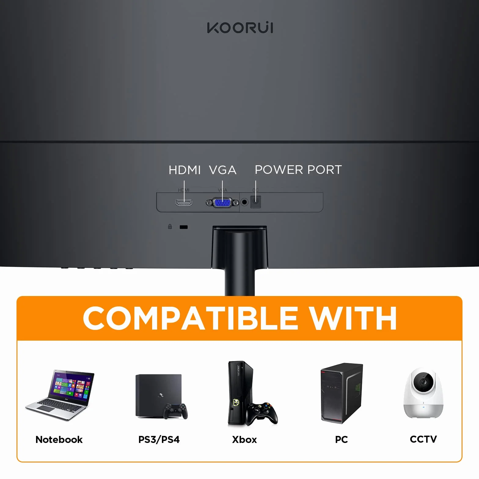 KOORUI 27-calowy zakrzywiony monitor komputerowy - Full HD 1080P 75Hz monitor gamingowy LED HDMI VGA, regulacja nachylenia, pielęgnacja oczu, czarny 27N5CA