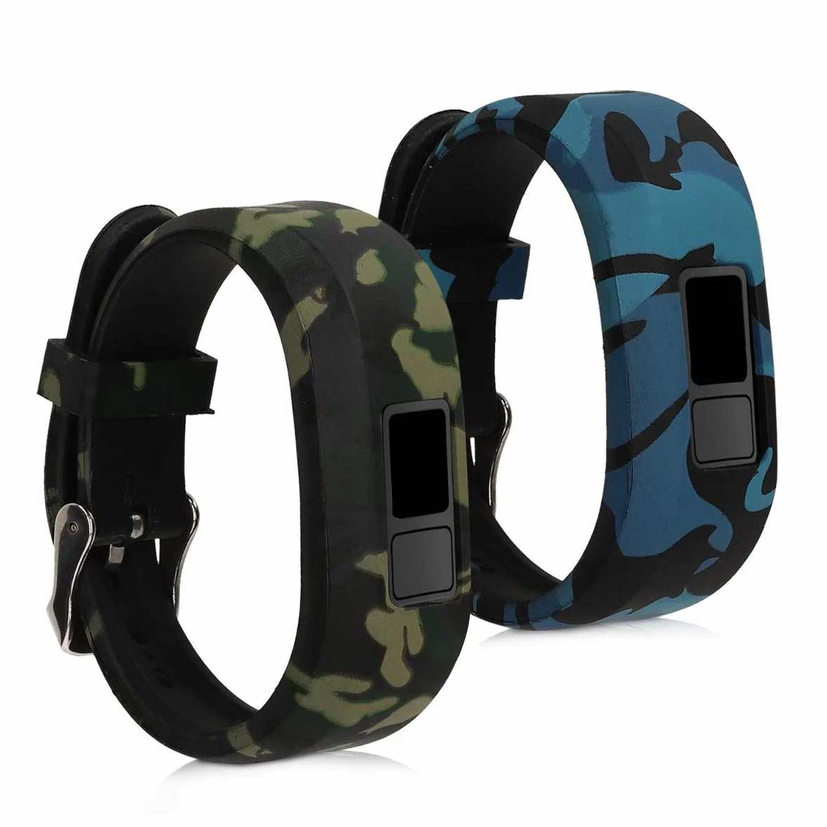 kwmobile Pasek do zegarka TPU kompatybilny z Garmin Vivofit jr. / jr. 2-2 x tracker fitness, zapasowy pasek sportowy na nadgarstek, zestaw kamuflażowy czarny/jasnozielony/ciemnozielony
