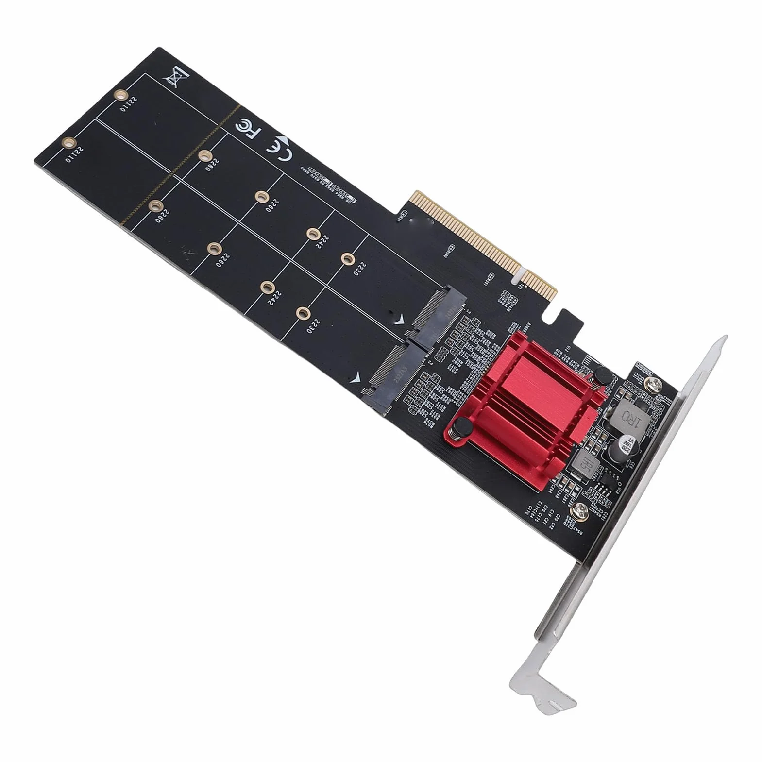 Naroote Podwójny Adapter NVMe PCIe, Adapter PCIe Chipsetu ASM1812, 2 Dyski SSD M.2 NVMe na kartę 3.1 X8 X16 ze Wspornikiem, Idealny do Dysków SSD 2230, 2242, 2260, 2280, 22110