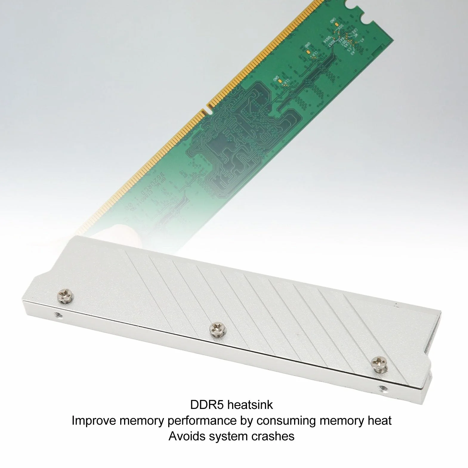 Radiator Pamięci RAM, Uniwersalny Radiator Pamięci DDR5, Chłodnica Pamięci RAM ze Stopu Aluminium z Paskiem Radiatora, do Komputerowego Układu Chłodzenia wodą (SILVER)