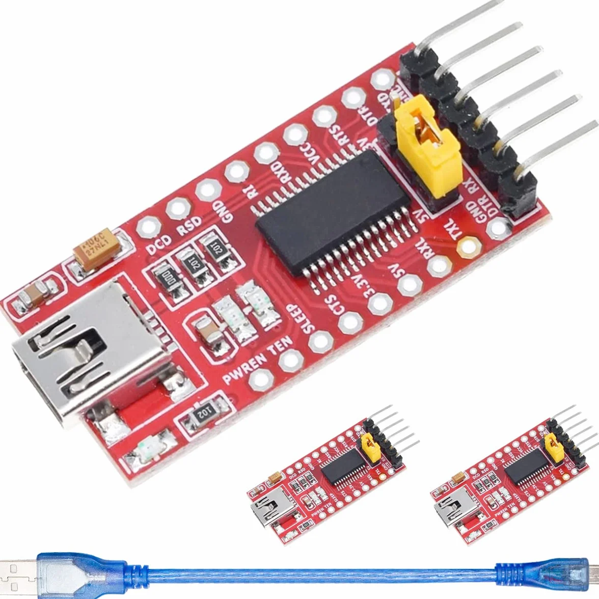 3 szt. FT232RL adapter szeregowy USB na TTL Moduł konwertera szeregowego Mini USB Obsługa 3,3 V 5,5 V stabilna wydajność dla Arduino i Raspberry Pi