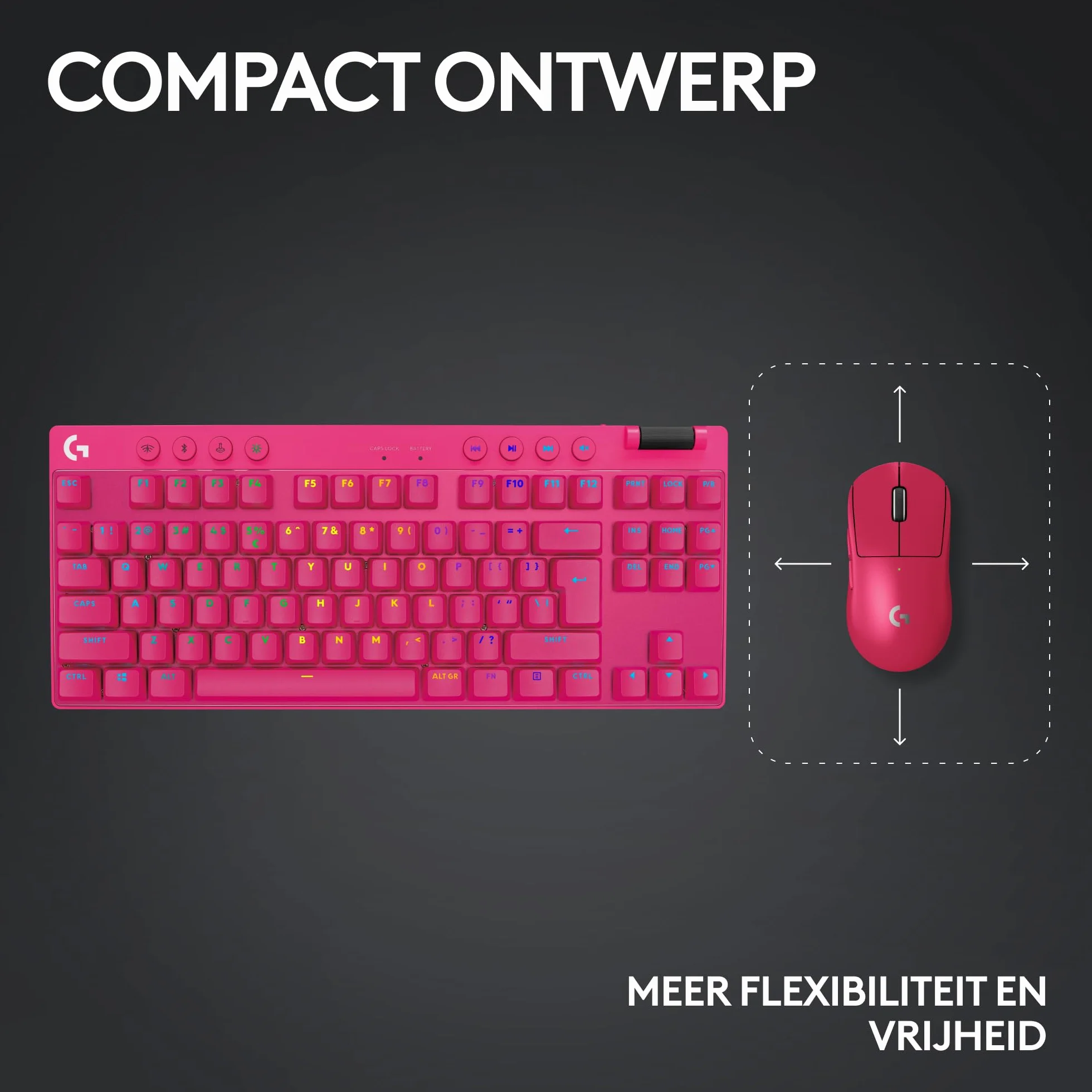 Logitech G PRO X TKL LIGHTSPEED Bezprzewodowa klawiatura do gier | AZERTY układ francuski, Tactile - Różowy