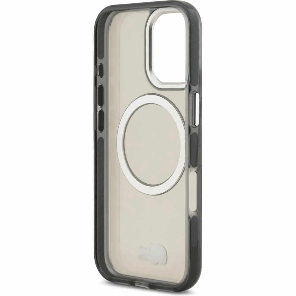 CG MOBILE Lacoste Shockproof przezroczyste etui kompatybilne z MagSafe do iPhone 17 x (szare)