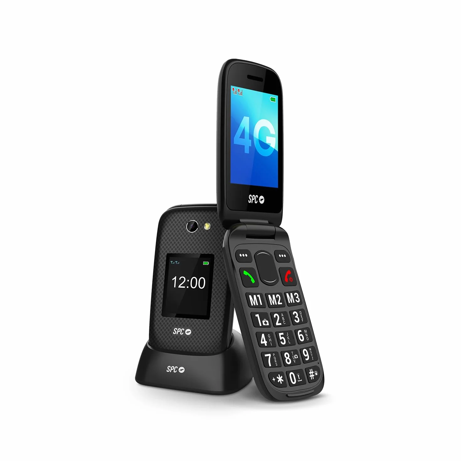 SPC Harmony 2 telefon komórkowy dla seniorów, duże przyciski, 4G, podwójny ekran odporny na zarysowania (2,8" + 1,77"), przycisk SOS i profil lodu, pojemność 104 dB, kompatybilna z urządzeniami