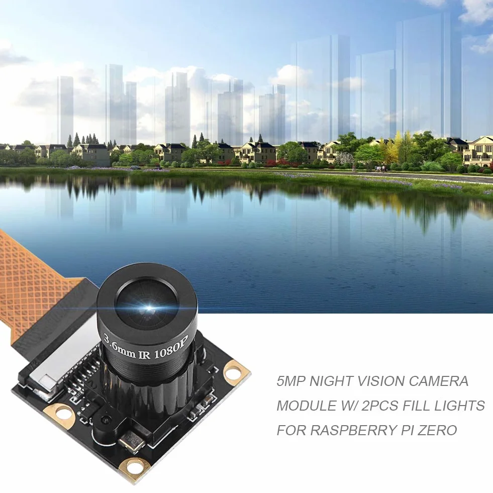 Mini Kamera Modułowa do Zero, Moduł Kamery Noktowizyjnej 5MP z 2 Szt. świateł Wypełniających, Obiektyw Szerokokątny, Oferuje Szersze Pole Widzenia, z Czujnikiem Kamery