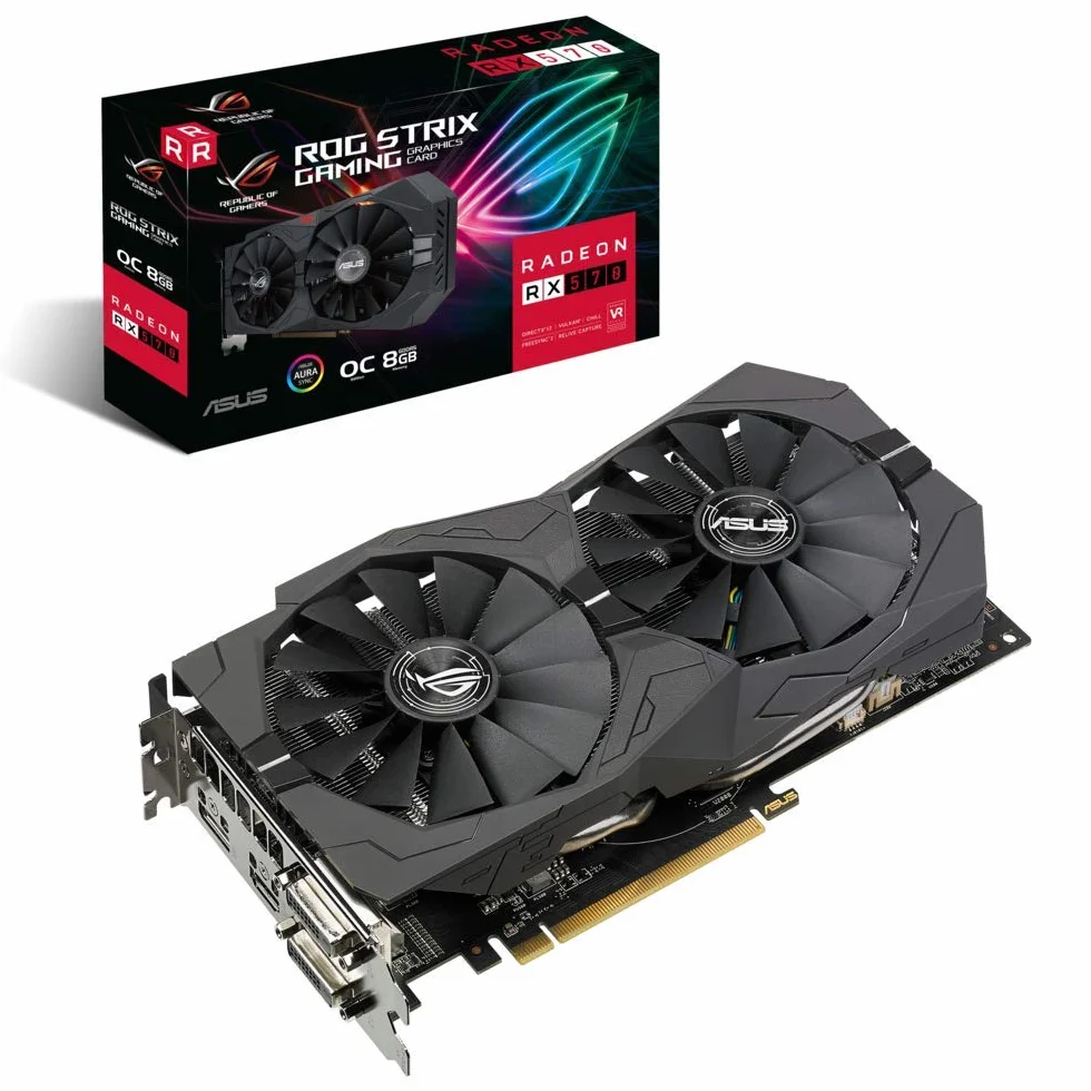 ASUS ROG Strix-RX570-O8G-Gaming karta graficzna AMD Radeon (8 GB pamięci GDDR5, PCIe 3.0, HDMI, DisplayPort)
