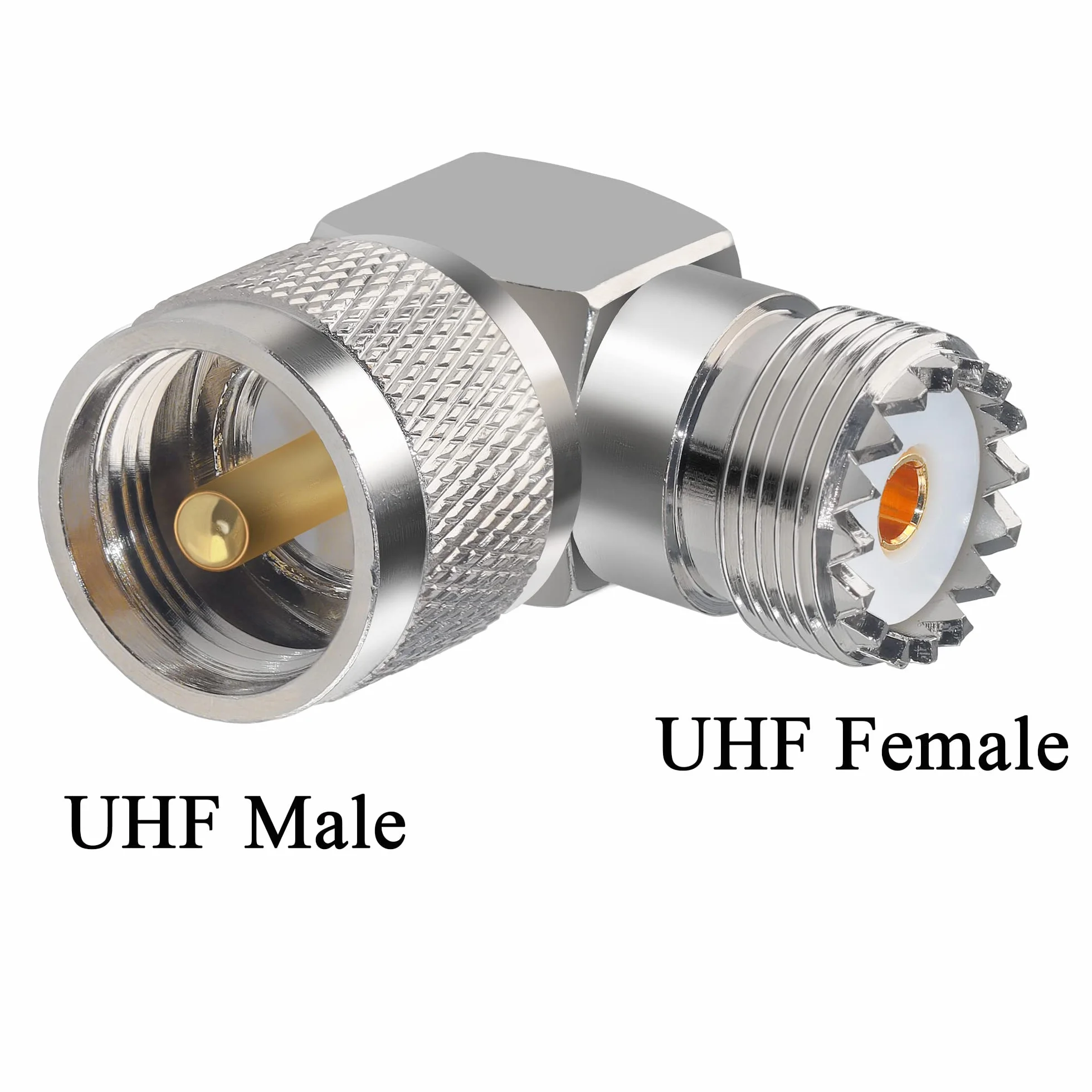 TUOLNK UHF męskie na żeńskie złącze kątowe UHF PL259 męski na SO239 żeńskie kolano 90 stopni adapter koncentryczny RF PL-259 L kształt koncentryczny adapter do przedłużacza 2 szt