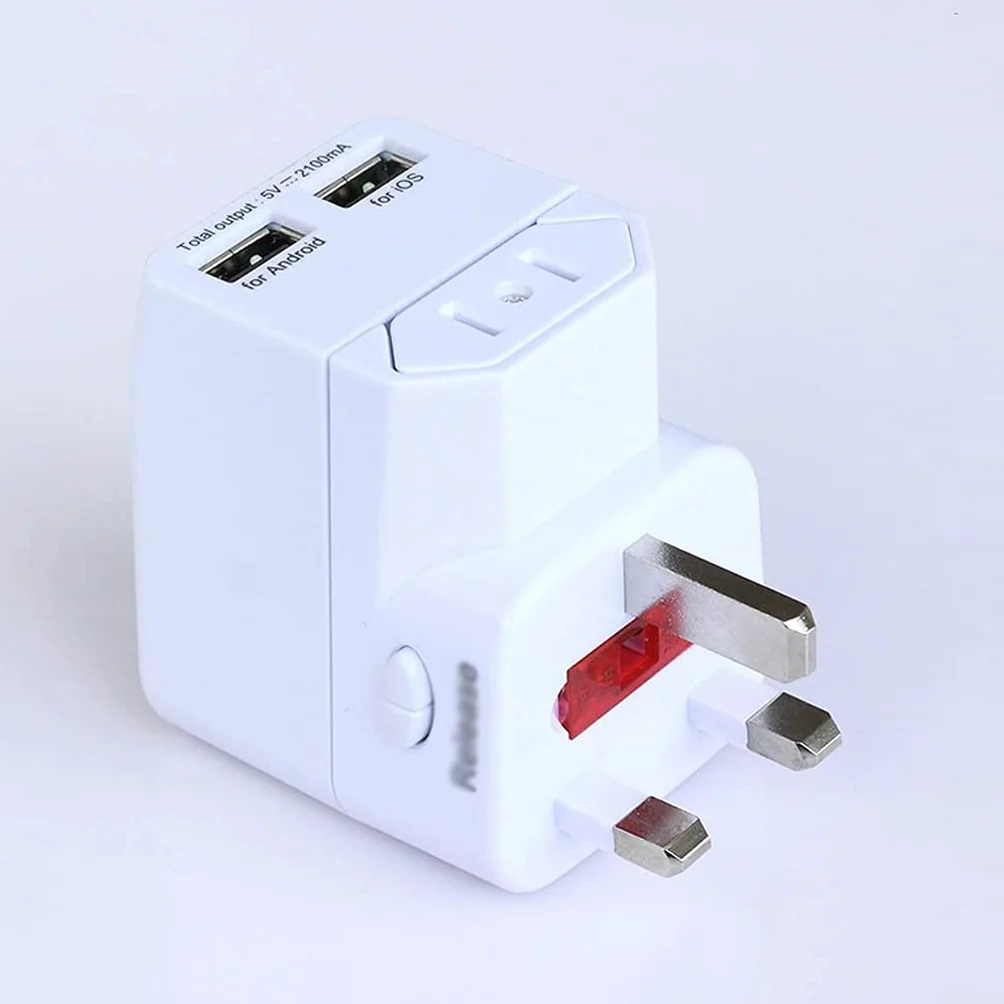 Uniwersalny adapter podróży, Ultra Compact Bezpieczna uziemiona idealna do telefonów komórkowych, laptopów, ładowarek aparatu, z 2 Usb.
