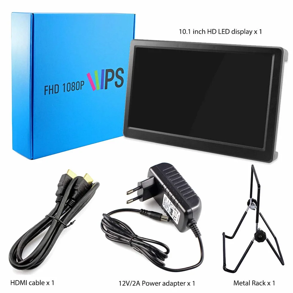 ELECROW Przenośny monitor, 10,1 cala mini monitor 1920 x 1080p HD VGA, ekran IPS, Raspberry Pi, kompatybilny z Raspberry Pi, Windows 7/8/10, konsolami do gier