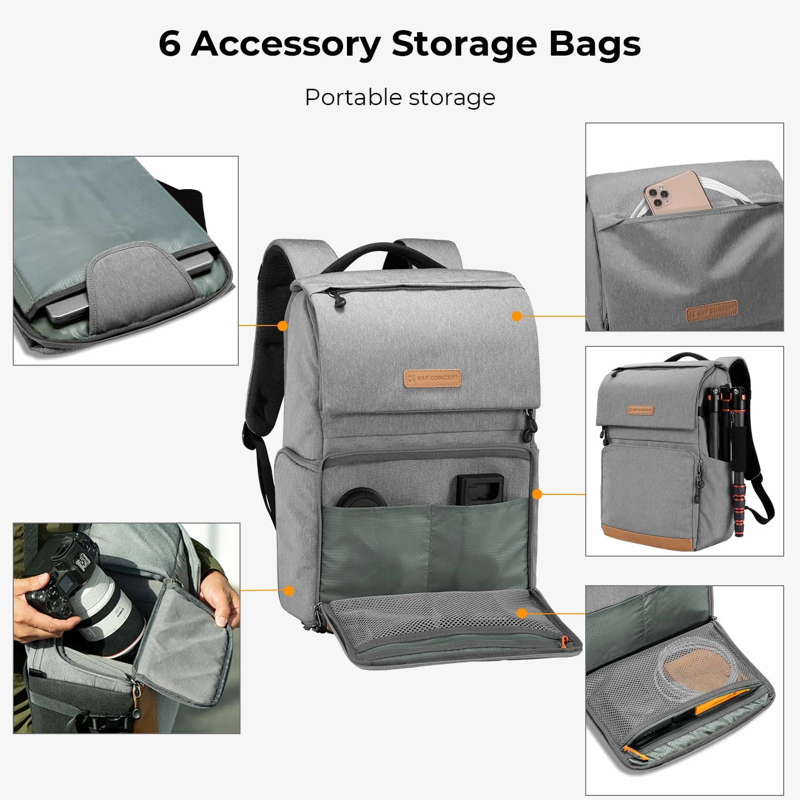 K&F Concept® Plecak na aparat 3 w 1 w kontrastującym kolorze