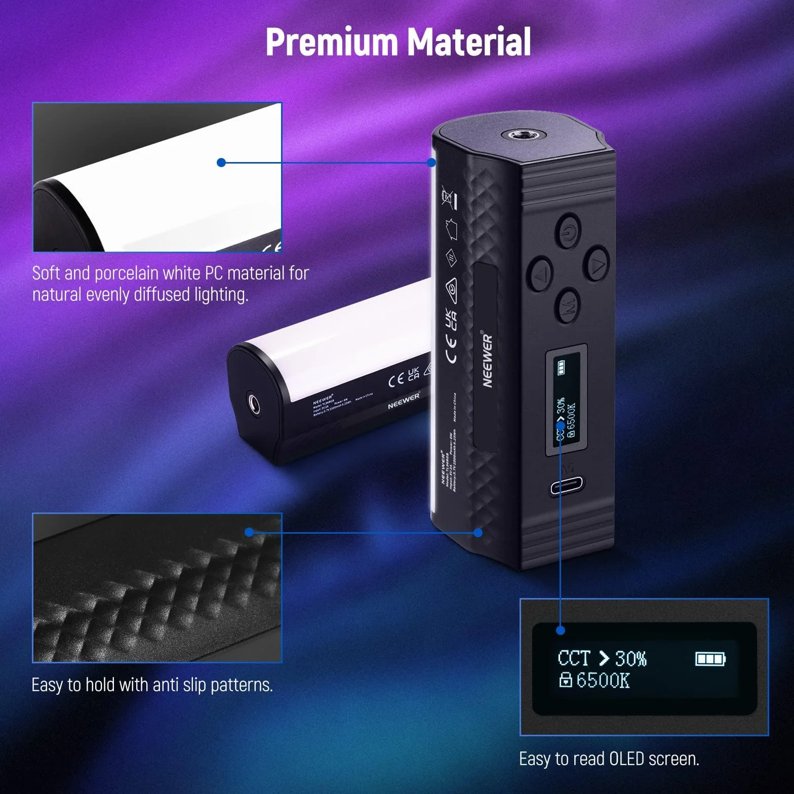 NEEWER Przenośny uchwyt magnetyczny, mini kij LED RGB 360° z akumulatorem 2500 mAh, możliwość ściemniania 2500-8500 K, lampa rurowa do fotografii, TikTok, Youtube, Vlog, TL96RGB, 2 opakowania