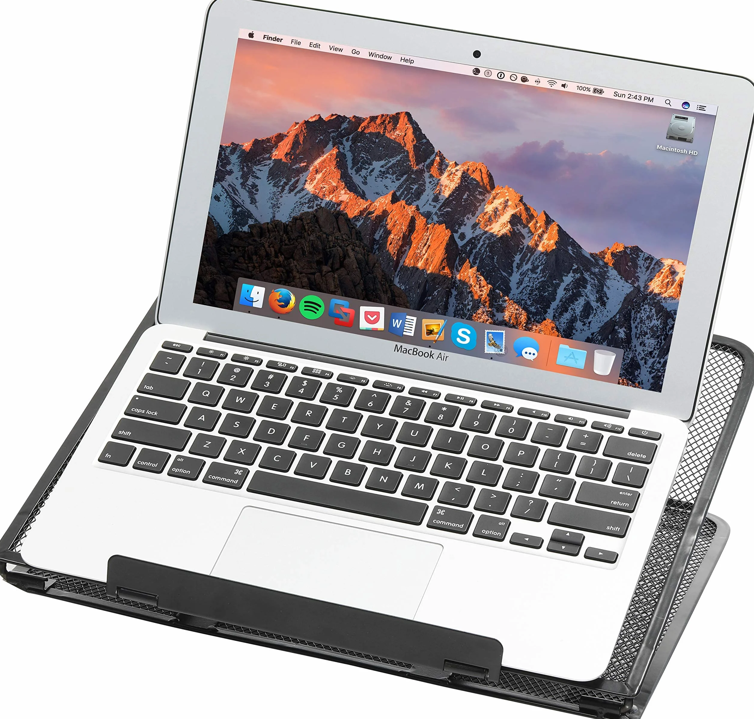 Simple Houseware Siatkowy wentylowany regulowany stojak na laptopa, czarny