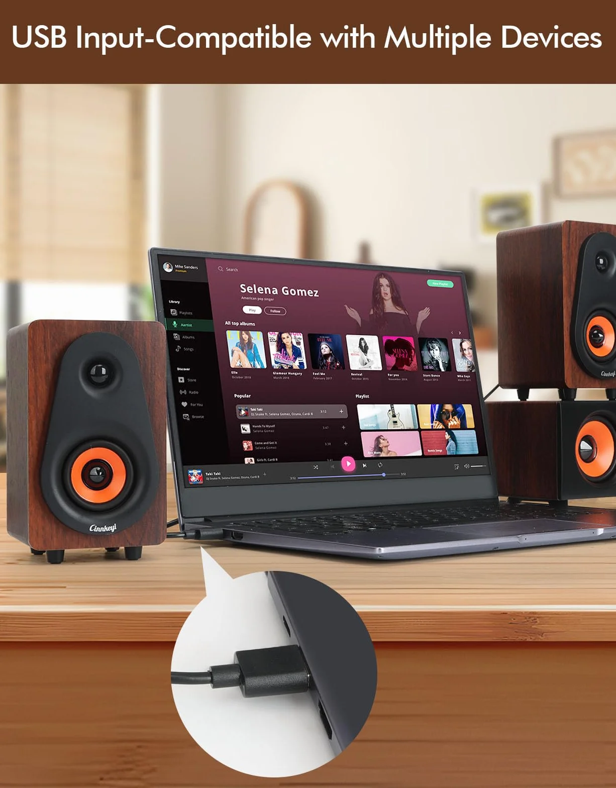 2.1 Głośnik komputerowy z subwooferem, podwójny głośnik stereo, średnio-wysokotonowy, Bluetooth/USB, podwójny tryb głośników PC, regulator głośności, system dźwiękowy do laptopa/komputera