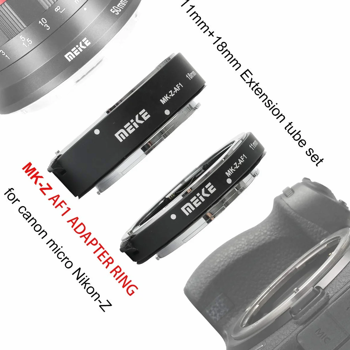 Meike MK-Z-AF1 11 mm + 18 mm metalowy pierścień adaptera do automatycznego ustawiania ostrości makro