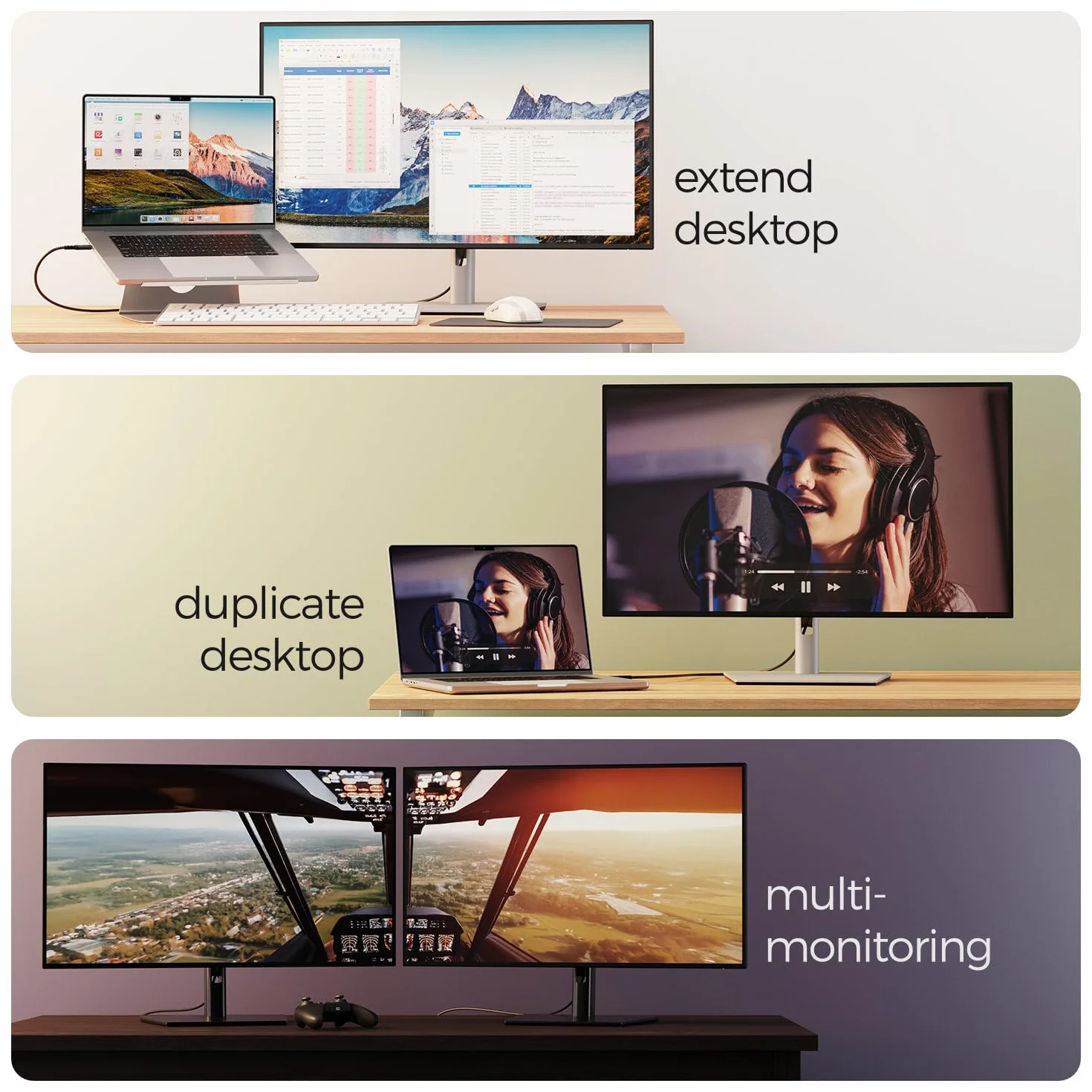 deleyCON 0,5m USB-C na DisplayPort Kabel Krótki (4K@60Hz, 2K@165Hz) - do Monitorów DisplayPort - MST, Thunderbolt 3/4, do iPhone 17,16,15, Notebooka, MacBooka, iPad Pro/Air, Galaxy S26 S25 S24
