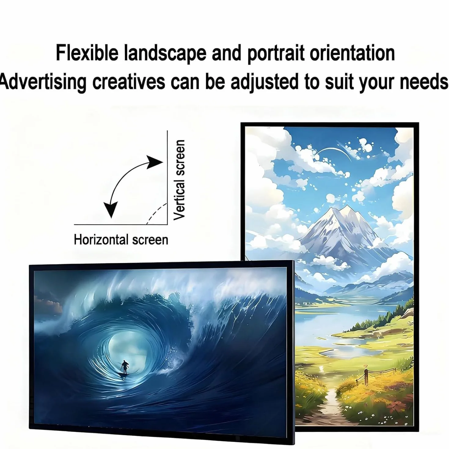 Cyfrowy Kiosk Reklamowy I Odtwarzacz Multimedialny, WyśWietlacz Lcd, Hdmi/Usb/Wifi, PrzełąCzanie MięDzy Trybem Poziomym I Pionowym, Inteligentny Podzielony Ekran W PęTli Non-Touch-27"