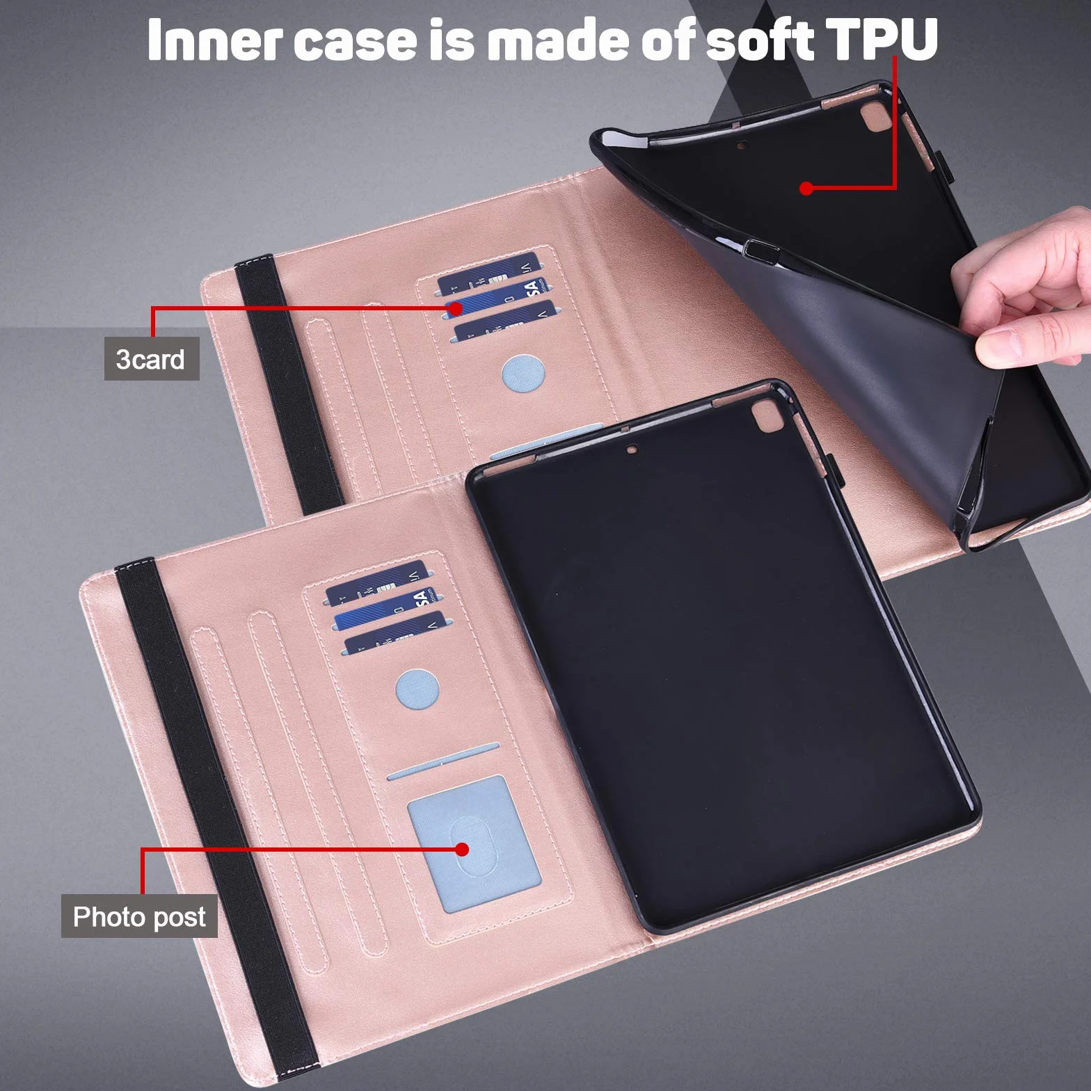 Etui Huawei MediaPad T3 10 9,6 cala Flip Cover skóra PU z folią ochronną i rysikiem różowe złoto