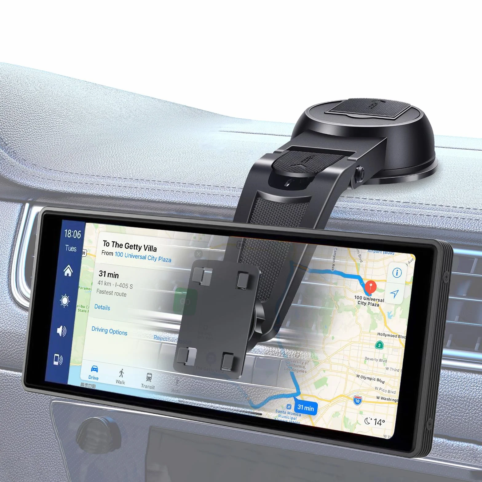 EEEKit Uchwyt samochodowy z przyssawką do ekranu CarPlay, obracany 360°, na deskę rozdzielczą, 17.8-25.4 cm