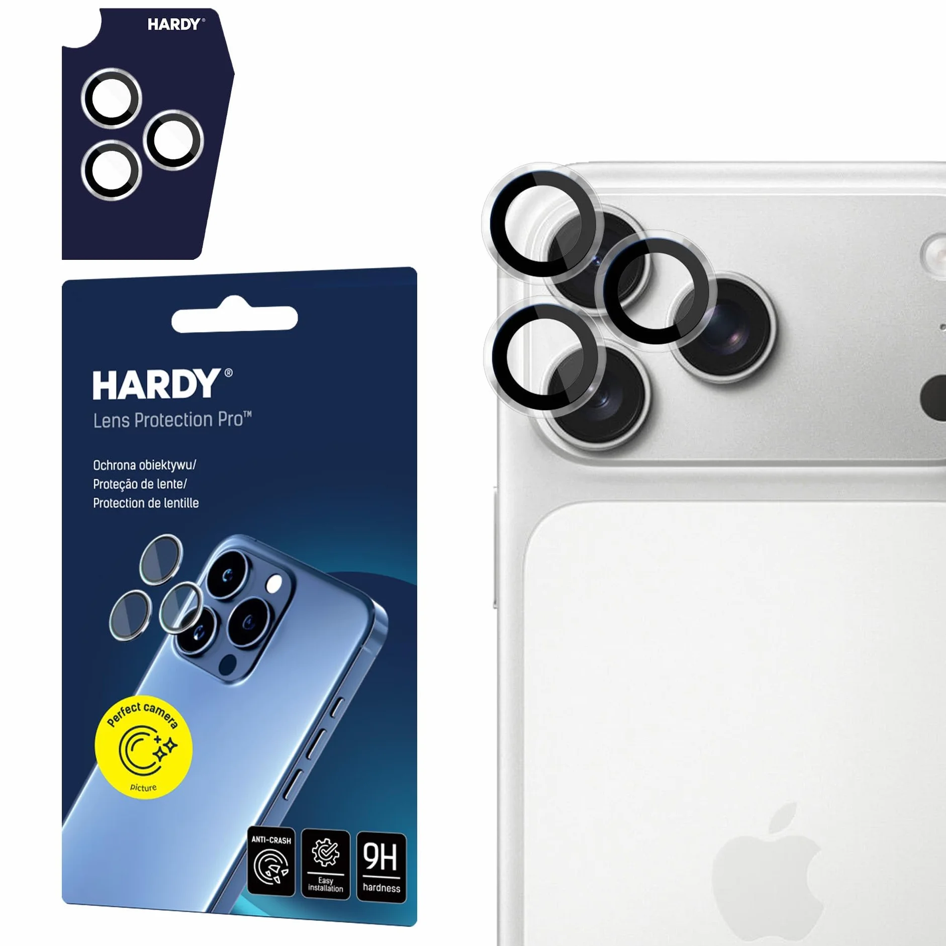 3mk Lens Protection Pro Szkło na Aparat do Apple iPhone 17 Pro/iPhone 17 Pro Max, Pierścienie na Obiektyw, Metalowa Ramka, Niezaburzona Jakość Zdjęć