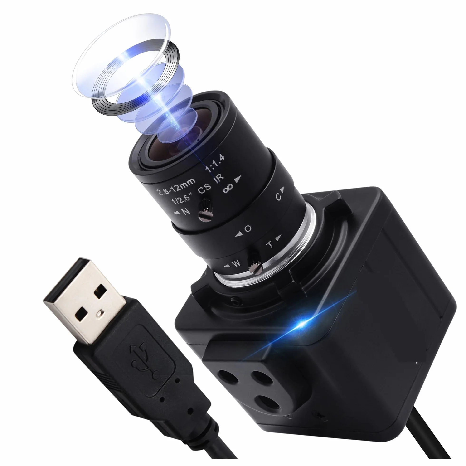 Megapikselowy obiektyw stałoogniskowy Iris HD kamera telewizji przemysłowej 2.8-12mm zmiennoogniskowy obiektyw aparatu bezpieczeństwa HD ręczny Zoom i mocowanie M12 /CS(5-50mm CS)
