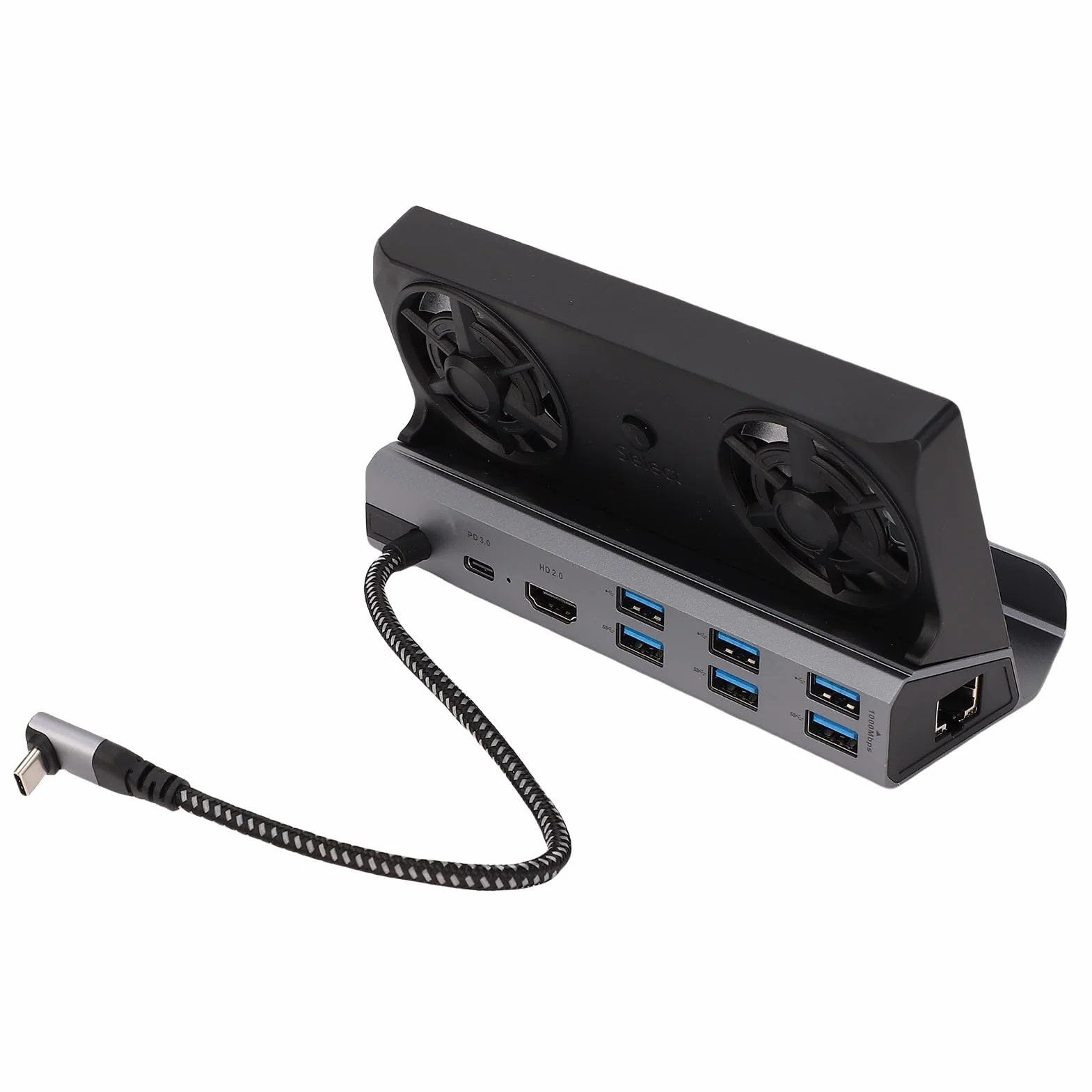 Stacja Dokująca Steam Deck, Stacja Dokująca USB C 9 W 1 z Dwoma Wentylatorami Chłodzącymi 4K 60 Hz Gigabit Ethernet 100 W PD ROG Ally, Koncentrator USB C do Steam Deck i ROG Ally