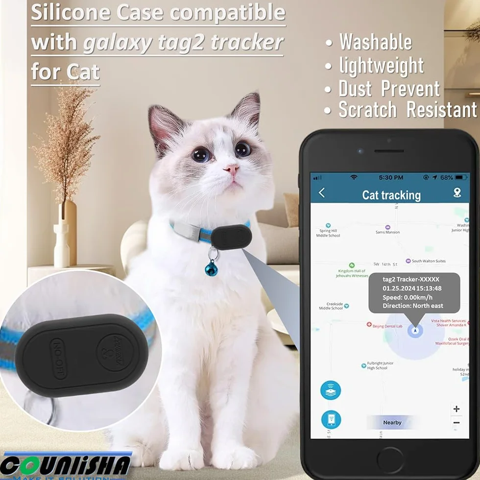 Silikonowy uchwyt Samsung Galaxy SmartTag2, obroża dla psa, wąska gumowa osłona akcesoria, bezpieczne etui Galaxy Tag2 Tracker dla kota, dzieci (2 sztuki)