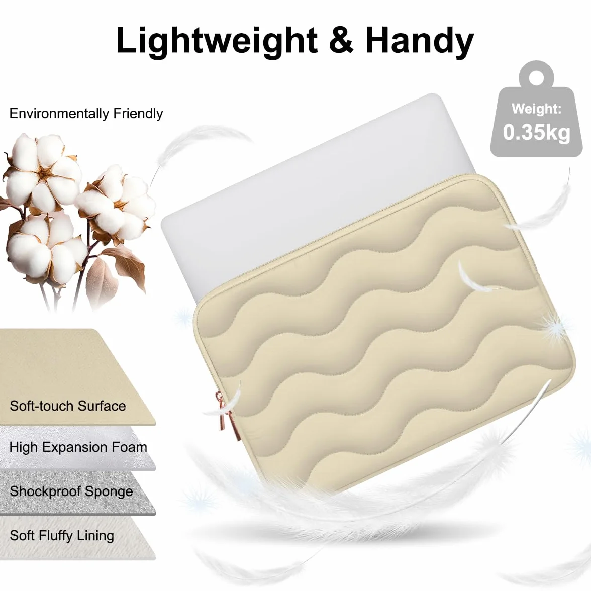 ARVOK Puffy pokrowiec na laptopa 15-15,6 cala, do MacBooka Air/Pro 40,6 cm, etui do HP/Dell/Lenovo/Asus/Acer, Samsung