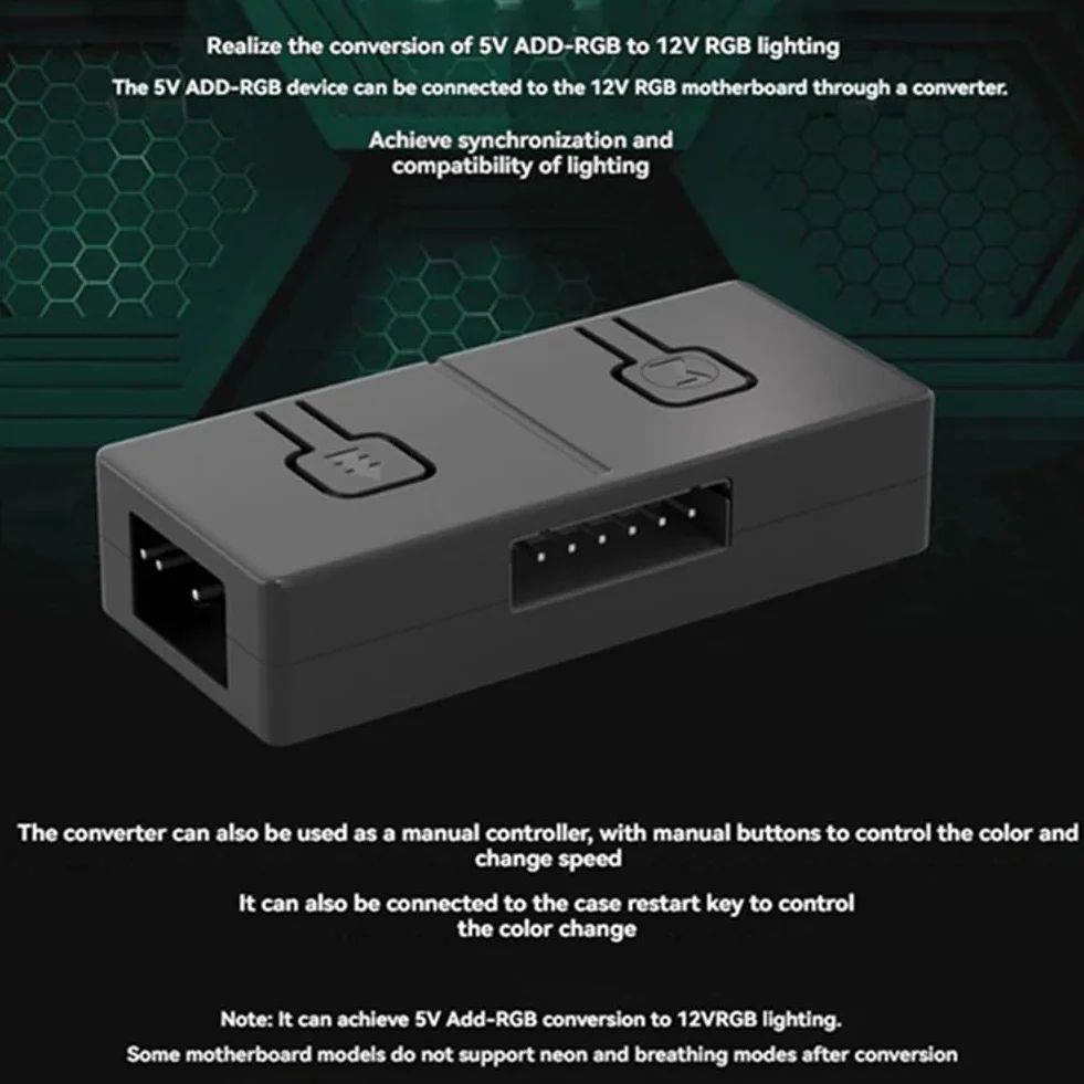 5 V 3-pinowy Argb do 12 V 4-pinowy konwerter RGB 5 V/3 Add-RGB do 12 V/4-pinowy adapter 5 V 3-pinowy kontroler ręczny